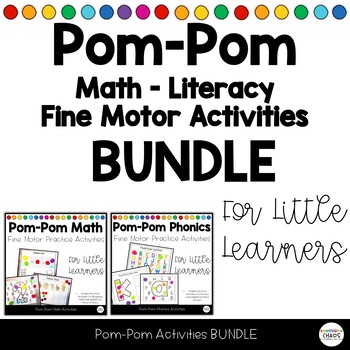 Preview of Pom Pom Fine Motor Math Literacy Phonics Activities BUNDLE