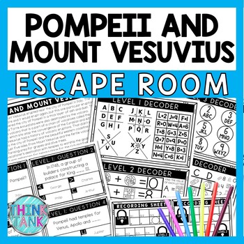 Preview of Pompeii and Mount Vesuvius Escape Room - Task Cards - Reading Comprehension