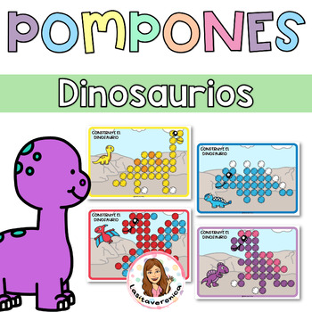 Preview of Pompones Dinosaurios / Dinosaurs Pom Poms. Fine motor. Spanish