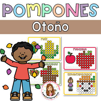 Preview of Pompones Otoño / Autumn Fall Pom Poms. Fine motor. Spanish