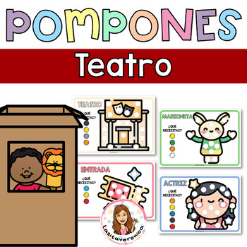 Preview of Pompones Teatro / Theater Pom Poms. Fine motor. Spanish