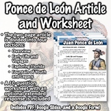 Ponce de León Worksheet - PDF and Google Slides