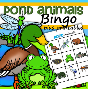 Preview of Pond Animals Bingo plus Printables for Preschool and Pre-K