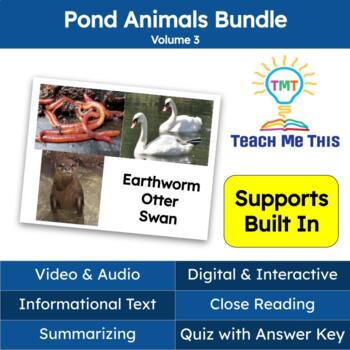 Pond Animals Informational Text Reading Passage and Activities Bundle  Volume 3