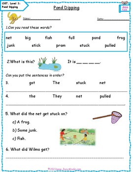 Pond Dipping. Stage 3 ORT Worksheet .Oxford Reading Tree. Comprehension