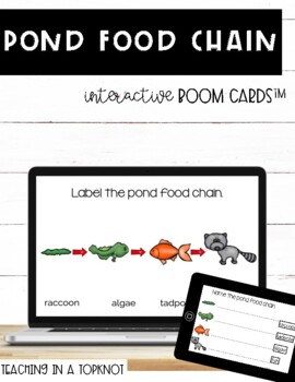 Preview of Pond Food Chain BOOM CARDS: Digital Task Cards for Distance Learning