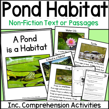 Preview of Pond Habitat Non-Fiction Passages with Text-Based Questions & Graphic Organizers