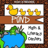 Pond Math and Literacy Centers for Preschool, Pre-K, and K