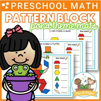 Preview of Pond Pattern Block Mats | Shape Activity for Pre-K Preschool Math