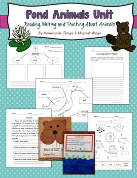 Preview of Pond Animals Unit: Reading, Writing and Thinking About Animals