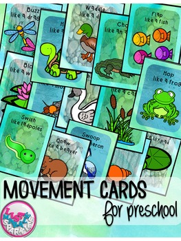 Preview of Pond Wetlands Animals Movement Cards for Brain Break Transition Activity