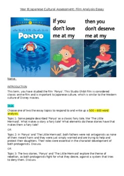 Preview of Ponyo Analysis Assessment