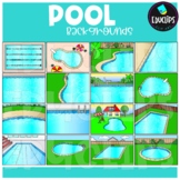 Pool Backgrounds Clip Art Set {Educlips Clipart}