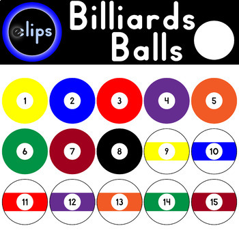Preview of Pool Balls Billiards Clip Art Set Math Centers Homework Addition Operations Sum