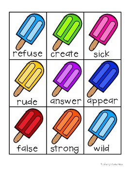 Pool Kids and Popsicles / Summertime: Antonyms Match Center (Harder)
