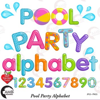 Preview of Pool Party Alphabet and Clipart, {Best Teacher Tools} AMB-2436