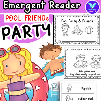 Preview of Pool Party & Friends - Emergent Reader Kindergarten & First Grade NO PREP