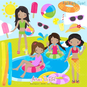 Pool Party Clipart Summer Clipart Commercial Use Pool 