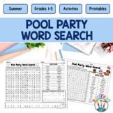 Pool Party Word Search Puzzle Worksheet | Summer Activitie