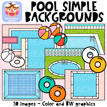 Preview of Pool Simple Backgrounds Clipart - Summer Clipart