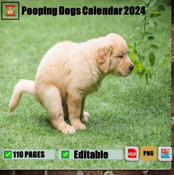 Pooping Dogs Calendar 2024 Calendar Planner 2024 Monthly Planner, Calendar