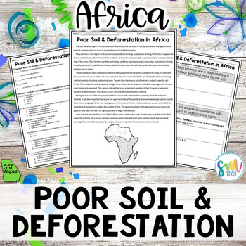 Preview of Poor Soil & Deforestation in Africa Reading Activity Packet (SS7G2, SS7G2b) GSE