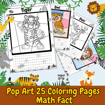 Preview of Pop Art Animal Coloring 50 Pages + Writing Activity  Horse, Owl and More Vol.2