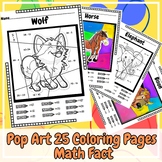 Pop Art Animal Coloring Pages Math Addition & Subtraction 