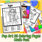 Pop Art Animal Coloring Pages Math Addition & Subtraction 