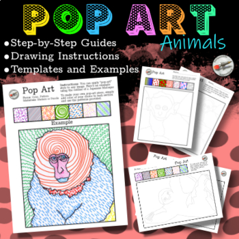 Pop Art Animals Monkey, Sloth Lesson - Sub and Early Finishers - No Prep - Color