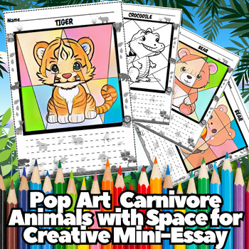 Preview of Pop Art Carnivore Animals with Space for Writing Creative Mini-Essay Vol.10