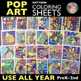 Pop Art Coloring Pages (K-2) for ALL Year | w/ Sheets for 