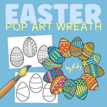 Preview of Pop Art Easter Wreath Craft Templates - Spring Art Activity