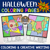 Pop Art Halloween Coloring Pages + Writing Activity 