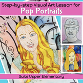 Pop Art Lichtenstein lesson SELF PORTRAITS art project 4th