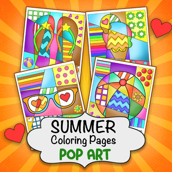 Preview of Pop Art Summer Coloring Pages - Summer or End of the Year Activity!