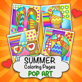 Pop Art Summer Coloring Pages - Summer or End of the Year 