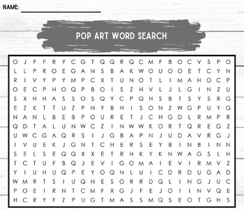 Preview of Pop Art Word Search
