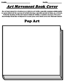 Preview of Pop Art Worksheet "Create your own Book Cover" & Webquest
