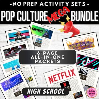 Preview of Pop Culture Articles & Activity Packets | High School BUNDLE | Fun Sub Work