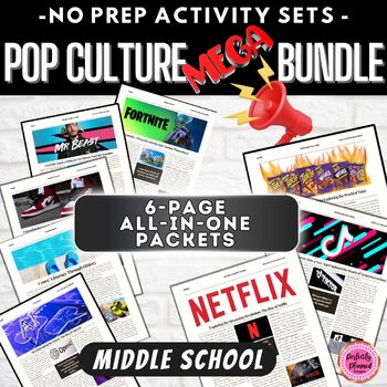 Preview of Pop Culture Articles & Activity Packets | Middle School BUNDLE | Fun Sub Work