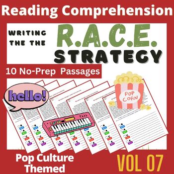 Preview of Pop Culture Reading and Writing Activities - RACE Strategy Practice worksheets