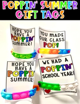 Preview of Pop It Bracelet Keychain Toy End of The School Year Summer Gift Tag Printable