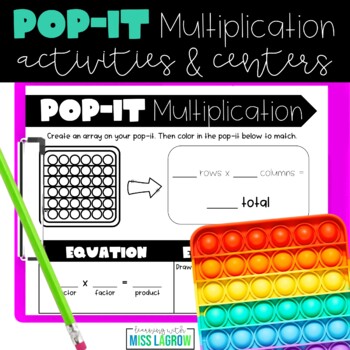 Preview of Pop-It Fidget Popper Multiplication Arrays Math Centers Activity