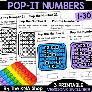 Fidget Pop It Math Activities Numbers 1-30 Fine Motor Skills by The KNA ...