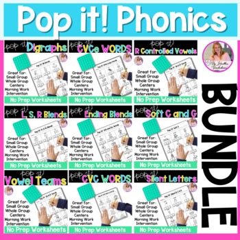 Preview of Pop It! Phonics BUNDLE No Prep Worksheets | Phonics Activities