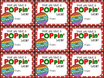 Preview of Pop It / Push Pop Fidget Toy Gift Tag (Hope you have a poppin' break!)