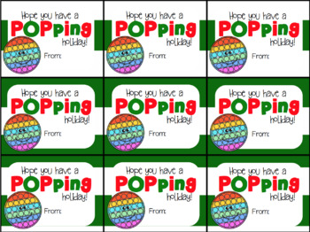 Preview of Pop It / Push Pop Fidget Toy Holiday Gift Tag (Hope you have a popping holiday!)