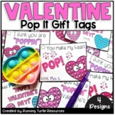 Pop It Valentines Day Gift Tags to Students EDITABLE