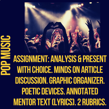 Preview of Pop Music: Hook Article- Terms- Differentiated Assignment: Creative & Analysis